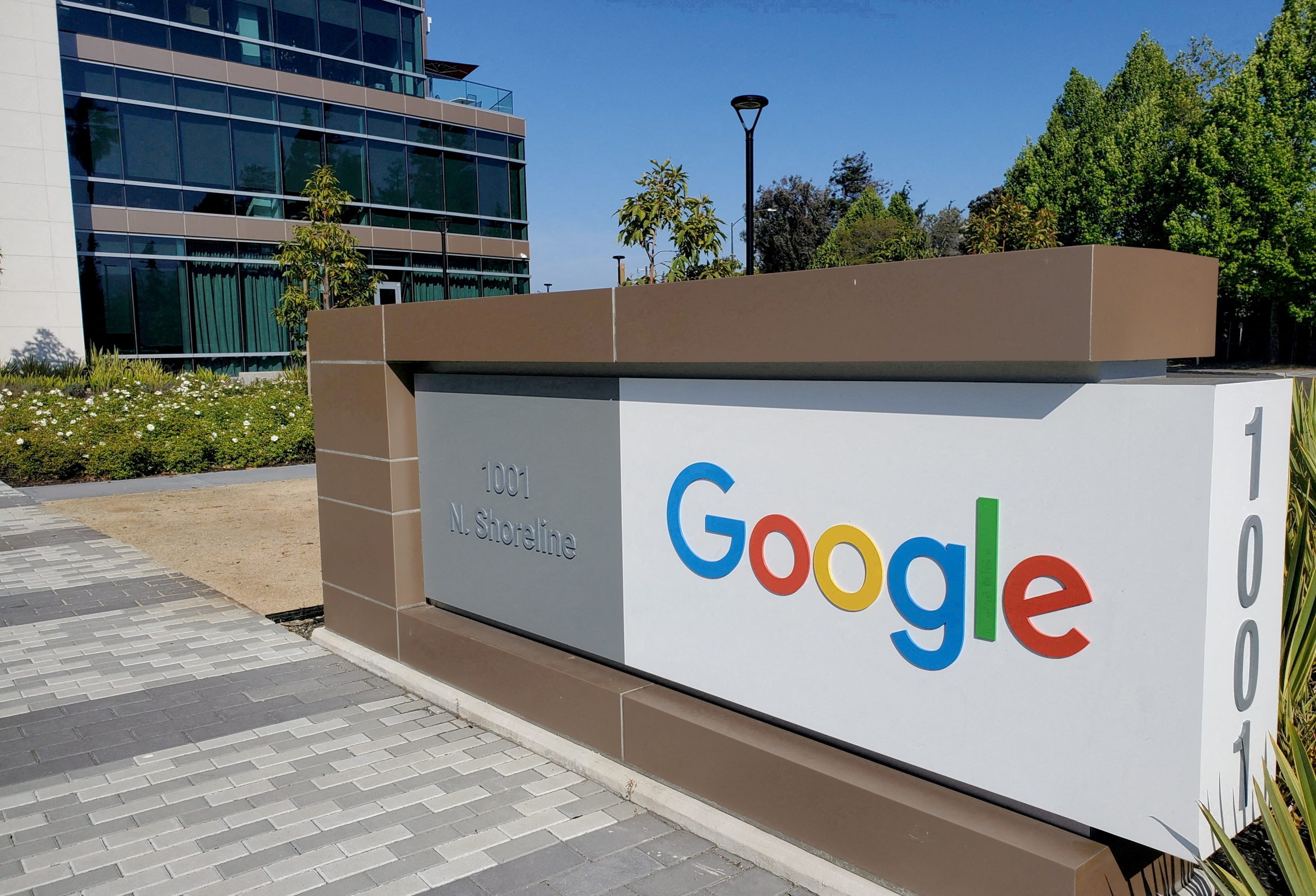 FILE PHOTO: A sign is pictured outside a Google office near the company’s headquarters in Mountain View, California