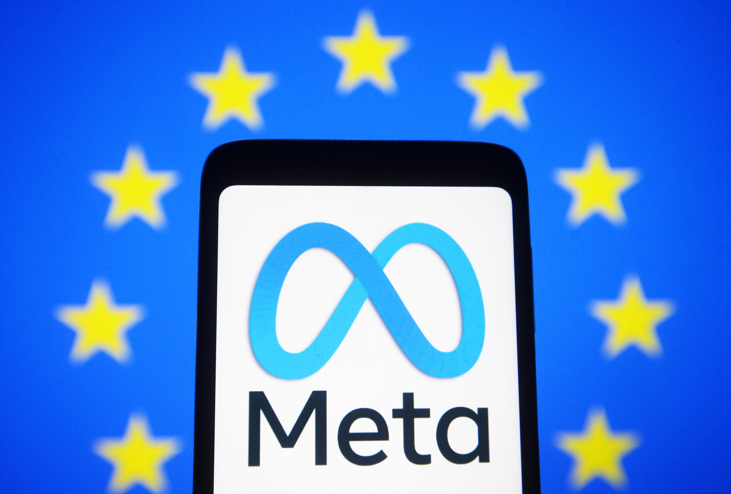 In this photo illustration, Meta Platforms logo is seen on a